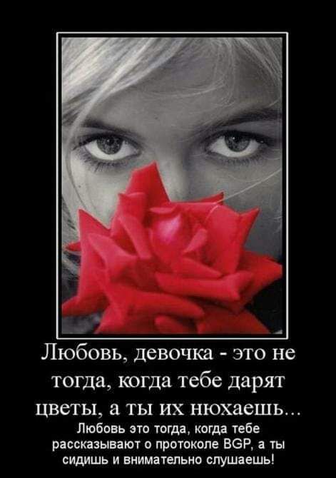 ьт 4 Любовь девочка это не тогда когда тебе дарят цветы а ТЫ их нюхаешь Любовь это тогда когда тебе рпскиниют протоколе ВЗР ты сидишь и виимпепьно слушаешь