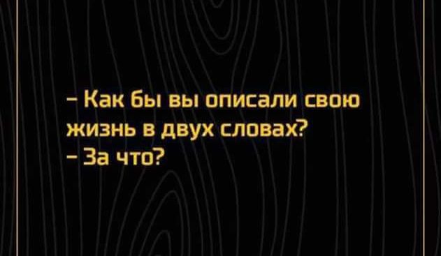 Как Бы вы описали свою жизнь в двух слпвах За что