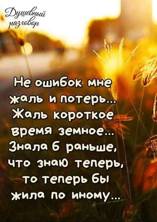 Не ошибок мнё июль и потерь Жаль Короткое время земное Знала б раньше что знаю теперь то теперь бы жило по иному