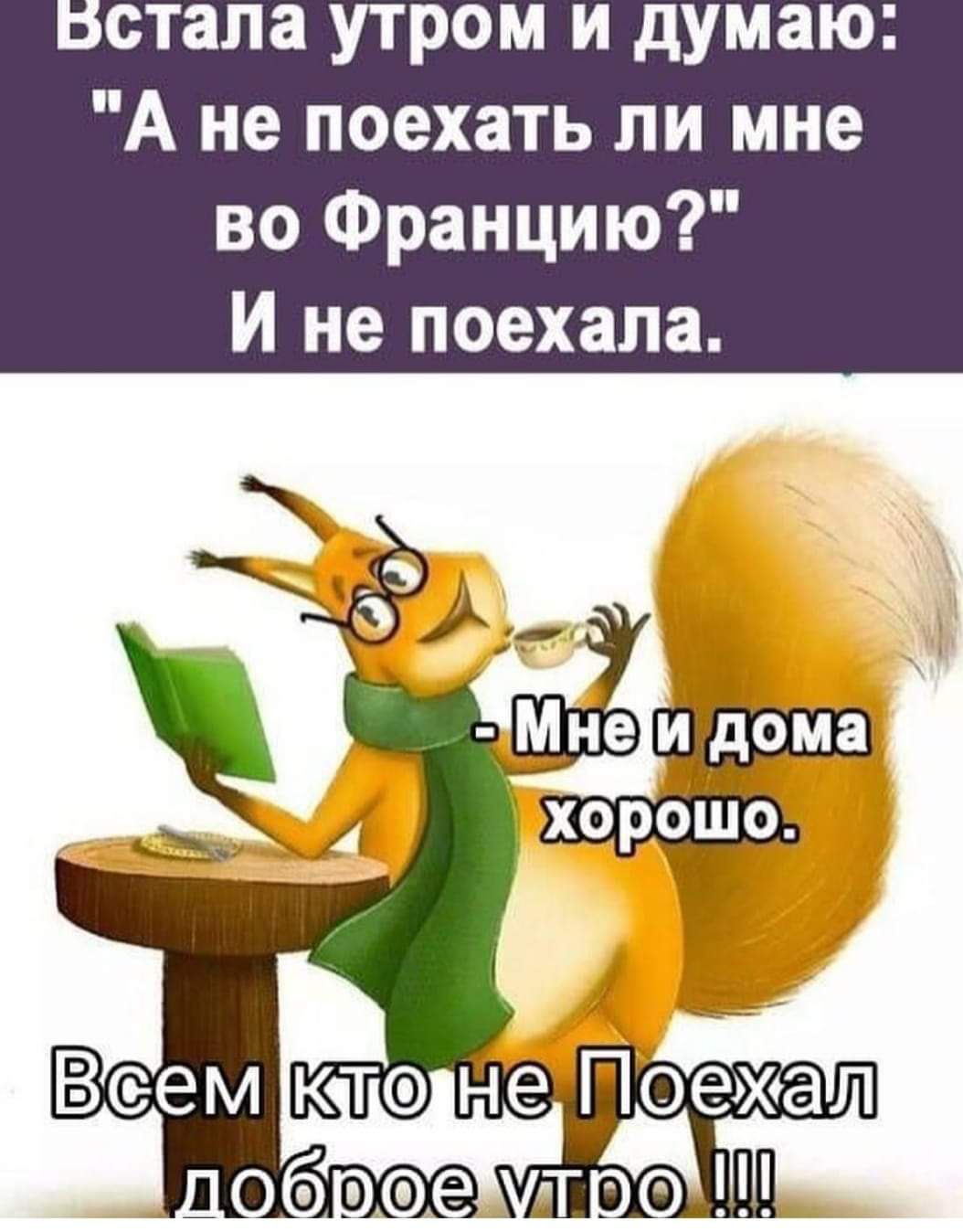 стапа утром и думаю А не поехать ли мне во Францию И не поехала