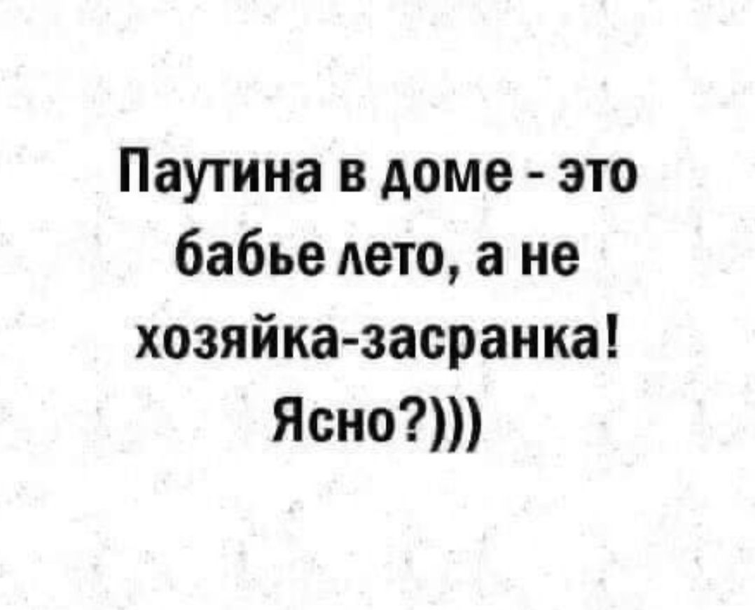 Паутина в доме это бабье лето а не хозяйка засранка Ясно