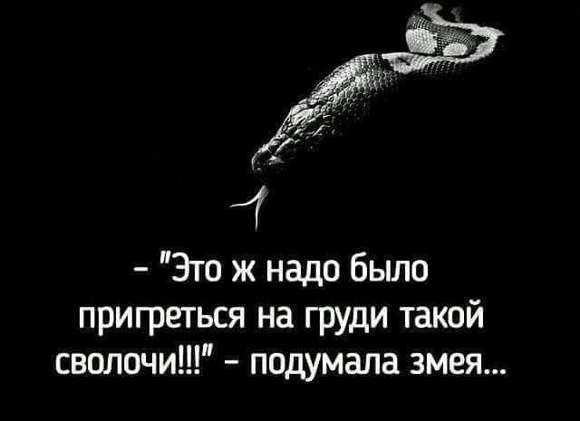 Й 4 Это ж надо было пригреться на груди такой сволочи подумала змея