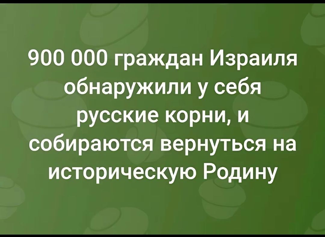 900 000 граждан Израиля обнаружили у себя русские корни и собираются вернуться на историческую Родину