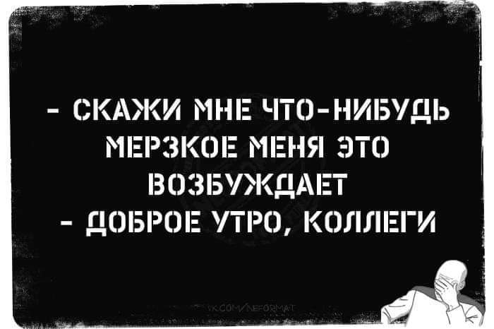 СКАЖИ МНЕ ЧТО НИБУДЬ МЕГ ЗКОЕ МЕНЯ О 3035ЖДАЕТ ДОБРОЕ УТРО КОЛЛЕГИ