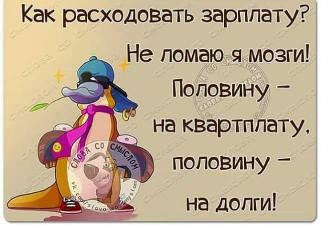 Как расходовать зарплату Не помаю я мозги Половину на квартплату половину на допги