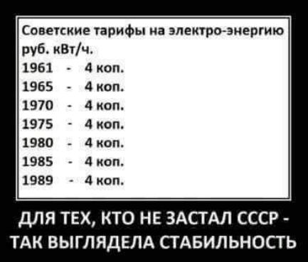 Совеккие тарифы на электро зиергию руб кВтч 1961 4 цен 1965 4 коп 1970 4 коп 1975 4 кпп 1930 4 коп 1985 4 коп 1989 4 коп