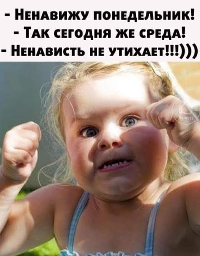 НЕНАВИЖУ понедельник ТАк сегодня же СРЕДА Нендвисть не утихдет