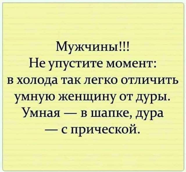 Мужчины Не упустите момент в холода так легко отличить умную женщину от дуры Умная в шапке дура с прической