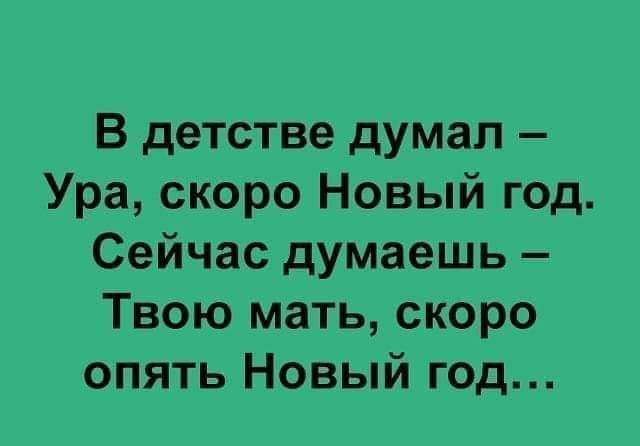 В детстве думал Ура скоро Новый год Сейчас думаешь Твою мать скоро опять Новый год