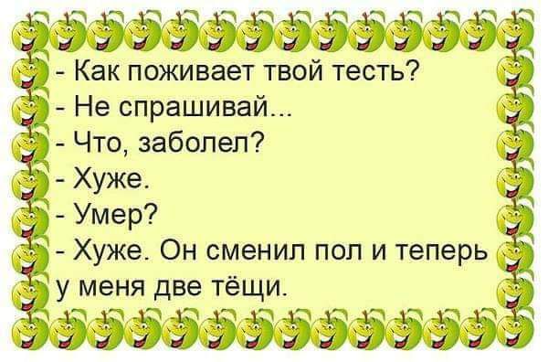 ээаээээээээ Как поживает твой тесть Не спрашивай Что заболел Хуже Умер Хуже Он сменил поп и теперь у меня две тёщи ээээээзз тт