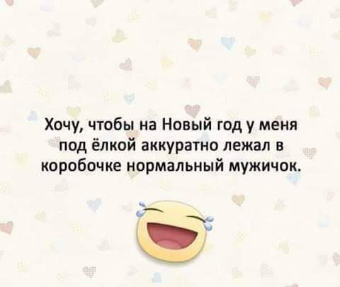 Хочу чтобы на Новый год у меня под ёлкой аккуратно лежал в коробочке нормальный мужичок