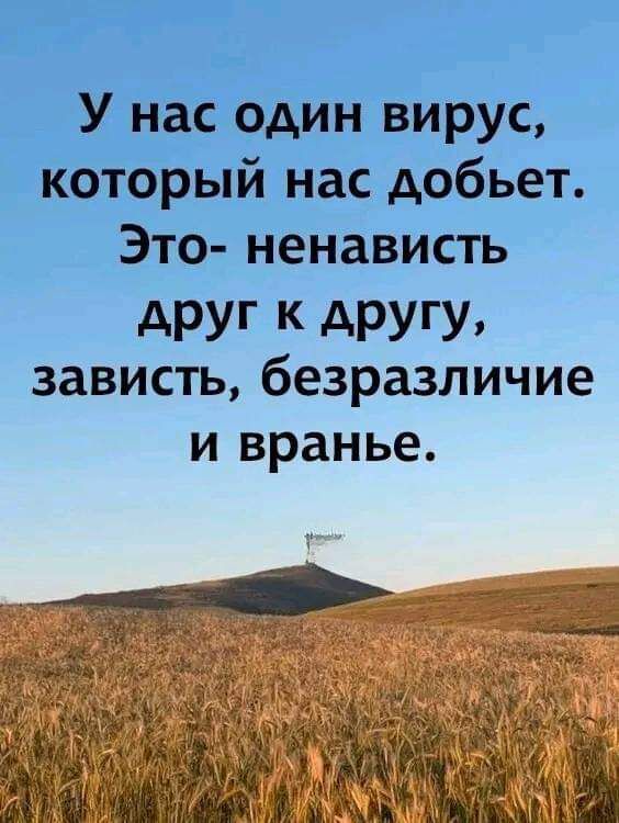 У нас один вирус который нас добьет Это ненависть АРУГ К АРУГУ зависть безразличие И вранье