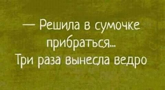 Решила в сумочке прибраться Три раза вынесла ведро