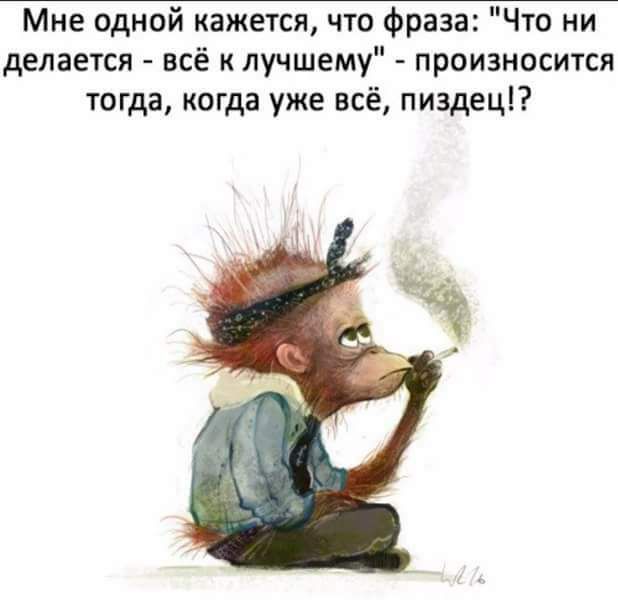 Мне одной кажется что Фраза то ни делается всё к лучшему произносится тогда когда уже всё пиздец