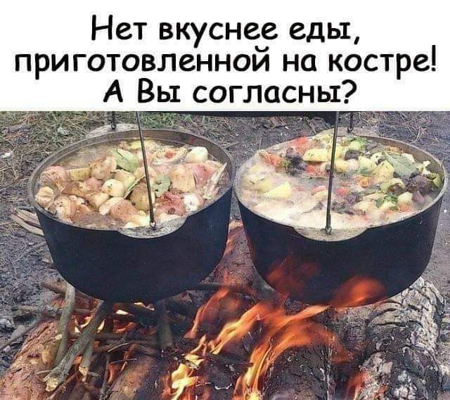 Нет вкуснее еды приготовленном на костре А Вы согласны