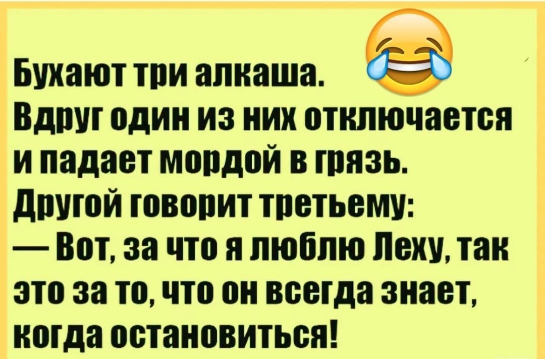 Бухают тои апиаша пдшп один из них отключается и падает мопдой в голос дшпой товопит тпстьсмт Вот за что я люблю Поки так это за то что он всегда знает когда остановиться