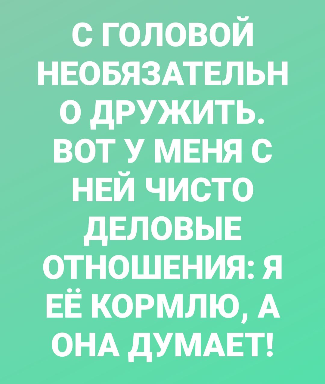 с головой нвовязмвльн о дружить вот у меня с нвй чисто дЕЛОВЫЕ отношения я ЕЁ кормлю А онд дУМАЕТ