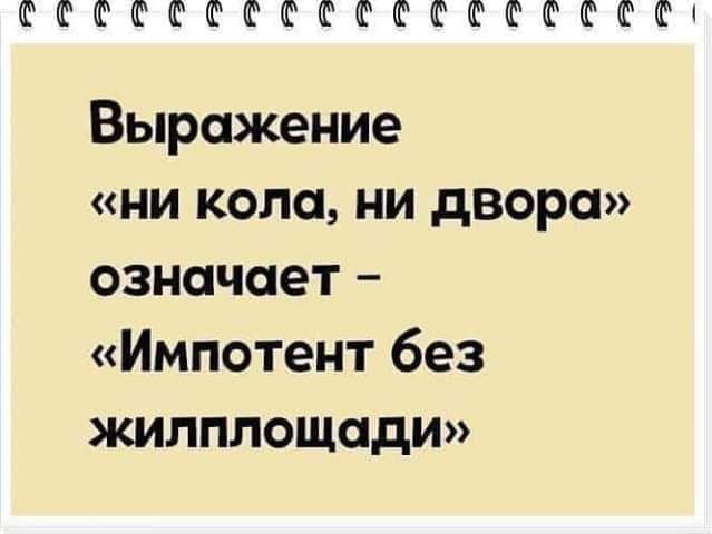 ФФФФФФФФФФФФФФФФФИ Выражение ни кола ни двора означает Импотент без жилплощади