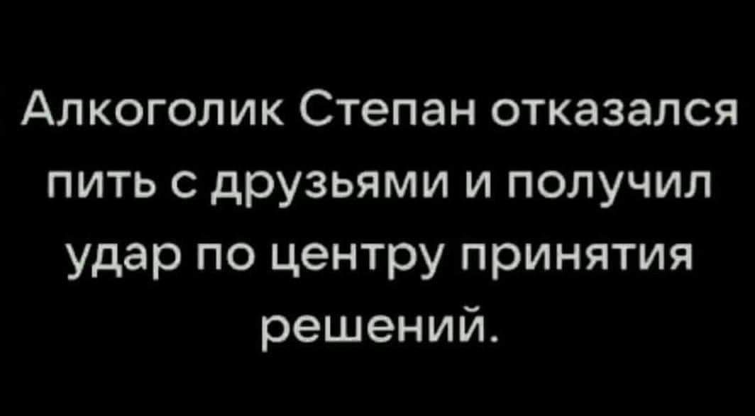 Алкоголик Степан отказался пить с друзьями и получил удар по центру принятия решений