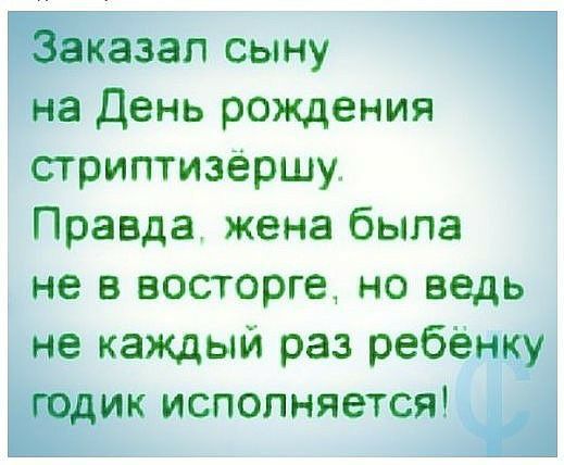 Раза 1 сыну на День рождения стриптизершу Правда жена была не в восторге но ведь не каждый раз ребёнку Шик исполняется