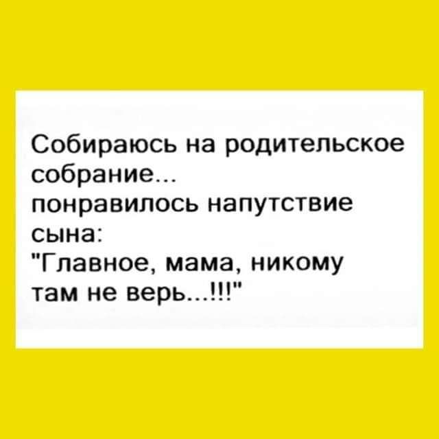 Собираюсь на родительское собрание понравилось напутствие сына Главное мама никому там не верь