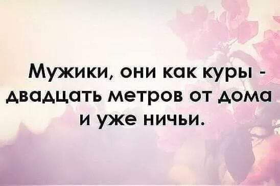 Мужики они как куры двадцать метров от дома и уже ничьи