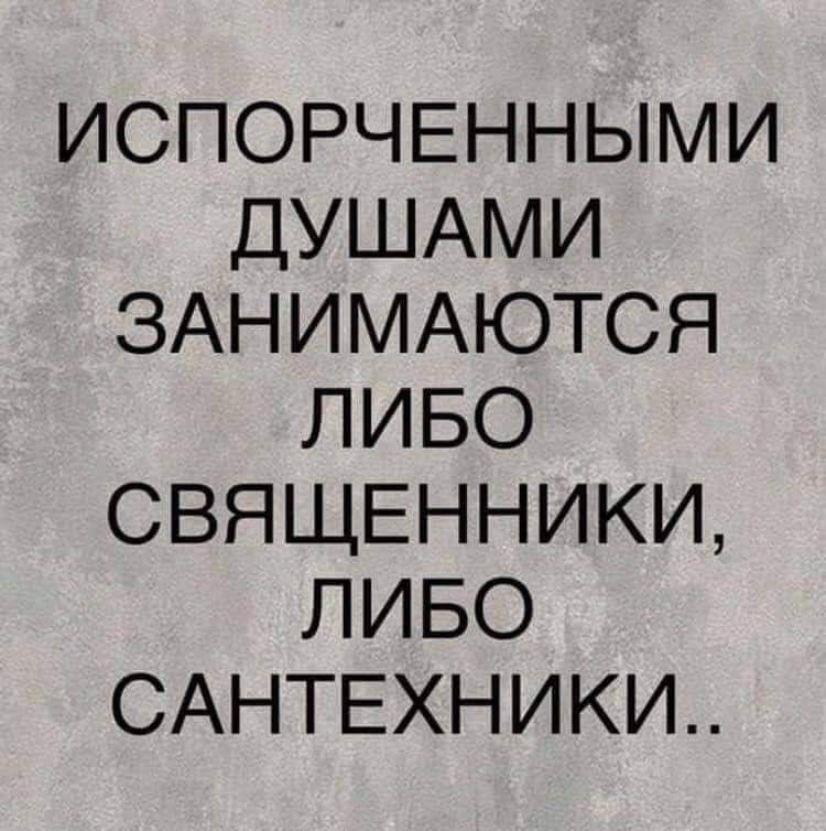 ИСПОРЧЕННЫМИ ДУШАМИ ЗАНИМАЮТСЯ ЛИБО СВЯЩЕННИКИ ЛИБО САНТЕХНИКИ