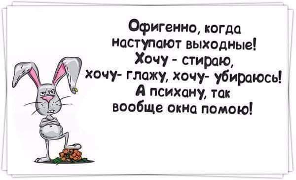 Офигенно когда наступают выходные Хочу стираю хочу глажу хочу убирпюсь психику так вообще окно помою