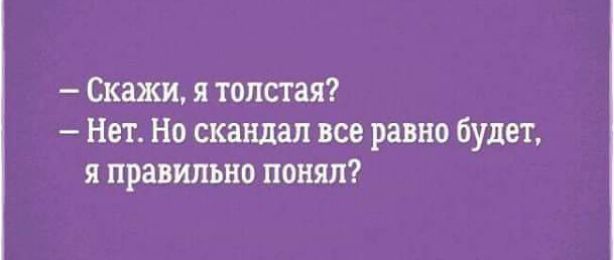 Скажи я толстая Нет Но скандал все равно будет я правильно понял