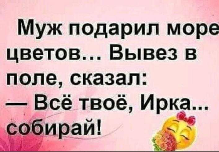 Муж подарил море цветов Вывез в поле сказал Всё твоё Ирка