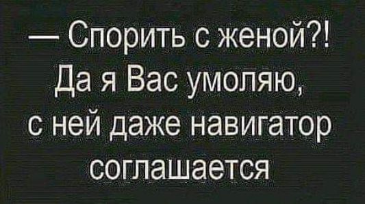 Спорить с женой Да я Вас умоляю с ней даже навигатор соглашается