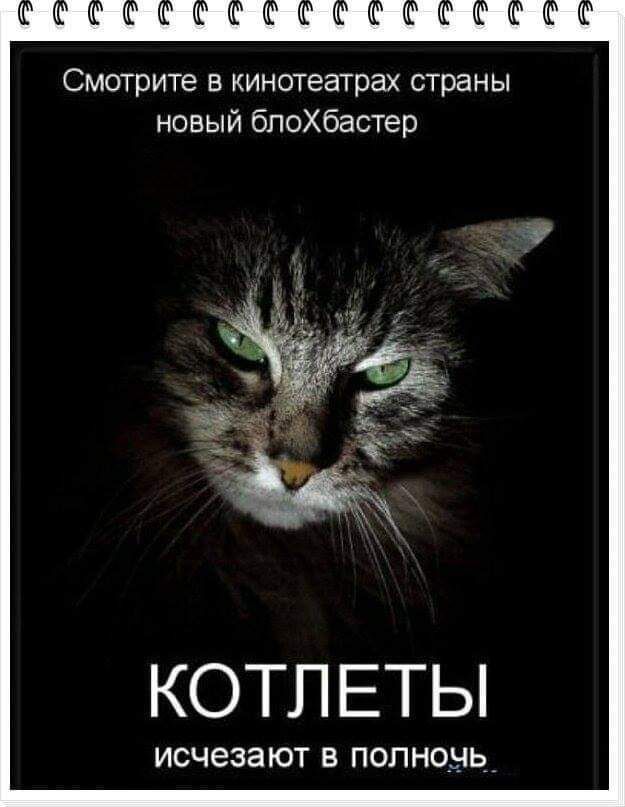 Смотрите в кинотеатрах страны новый бпохбастер КОТЛЕТЫ исчеза ЮТ В ПОПНОНЬ