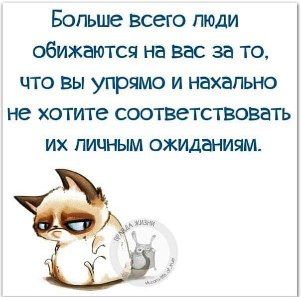 Бопьше Всего пюди обижается на вас за то что вы упрямо и нахально не хотите соответствовать их личным ожиданиям