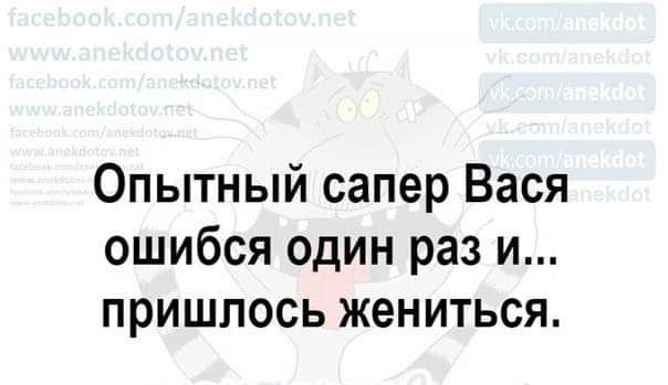 Опытный сапер Вася ошибся один раз и пришлось жениться