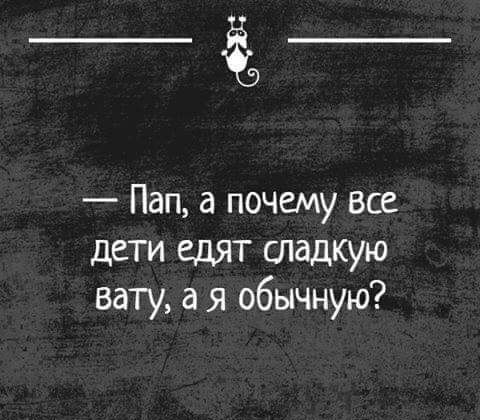 __ Пап а почему все дети едят сладкую вату а я обычную