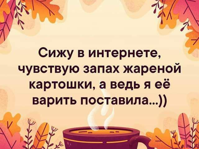 й Сижу в интернете чувствую запах жареной картошки а ведь я её варить поставила ыё