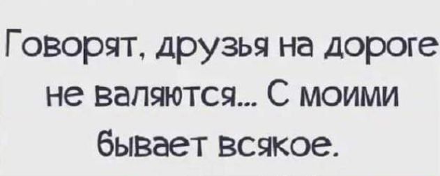 Говорят друзья на дороге не валяются С моими бывает всякое