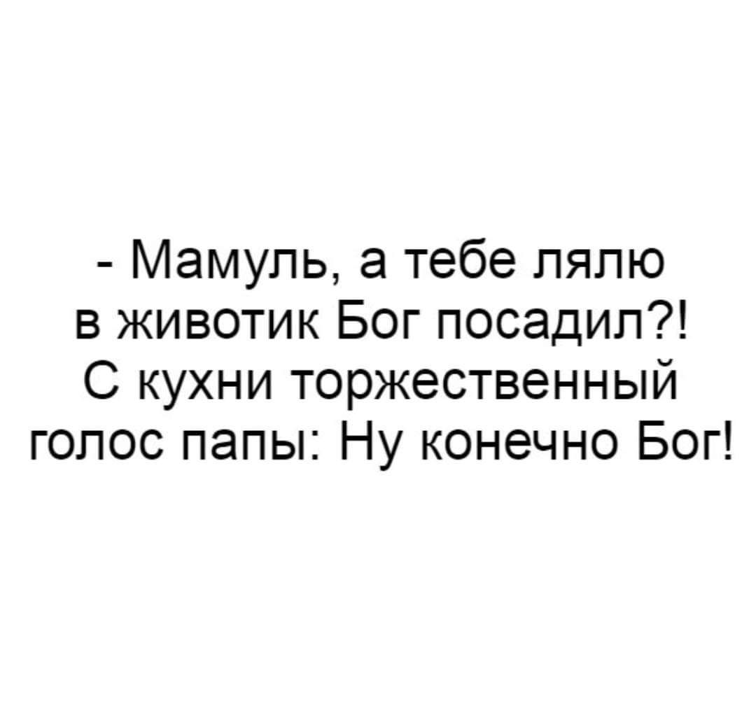 Мамуль а тебе лялю в животик Бог посадил С кухни торжественный голос папы Ну конечно Бог