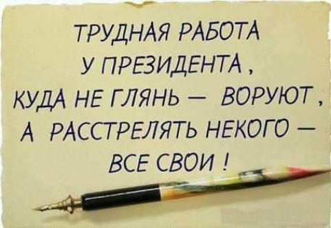 ТРУДНАЯ РАБОТА у ПРЕЗИДЕНТА КУДА НЕ глянь воруют А РАССТРЕЛЯТЬ НЕКОГО ВСЕ свои _ тд