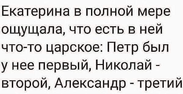 Екатерина в полной мере ощущала что есть в ней что то царское Петр был у нее первый Николай второй Александр третий