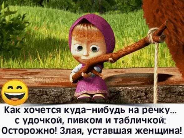 Как хочется куданибудь на речку с удочкой пивком и табличкой Осторожно Злая упавшая женщина