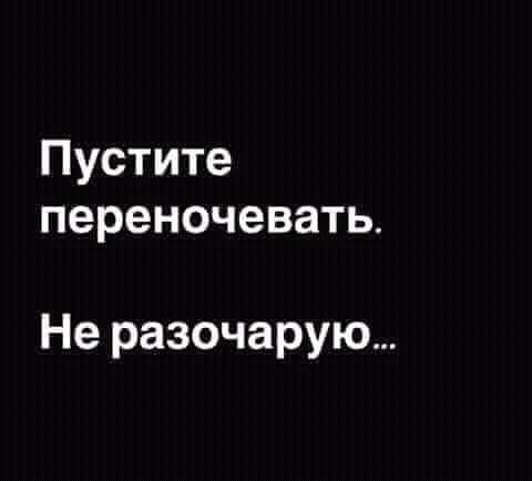 Пустите переночевать Не разочарую