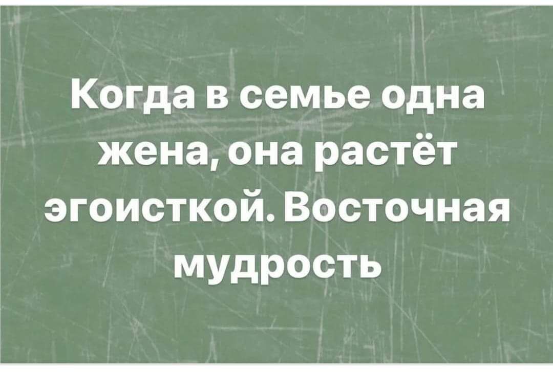 Когда в семье одна жена она растёт эгоисткой Восточная мудрость