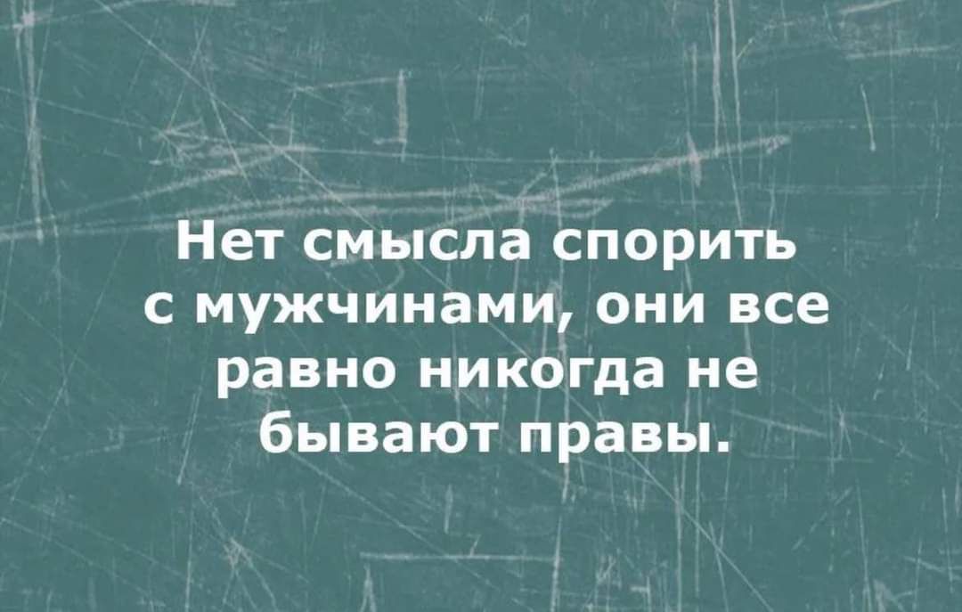 Нет смысла спорить с мужчинами они все равно никогда не бывают правы