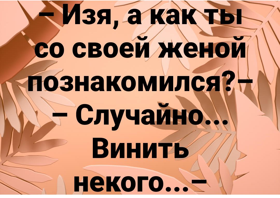 Изя а как ты со своей женой познакомился Случайно Винить некого