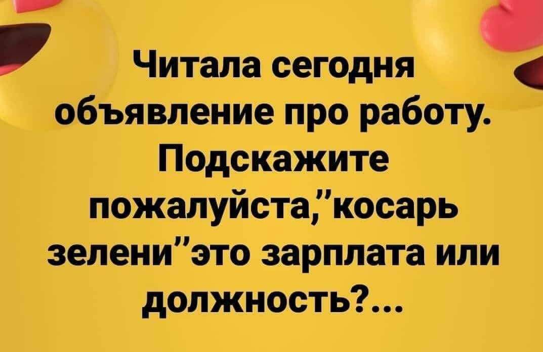 Читала сегодня кобъявпеиие про работу Подскажите пожапуйстакосарь зёлениэтоозарплата ипи должность