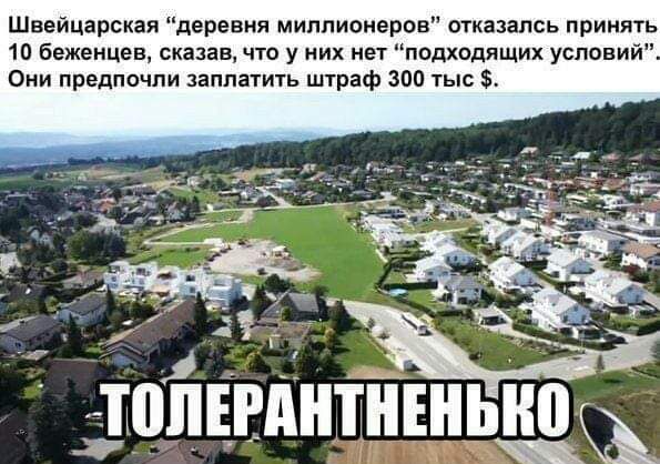Швейцарскія деревня миллионеров агказапсь принять 10 беженцев сказав что у них нет подходящих условий 0 предпочли заплатить штраф поп тыс