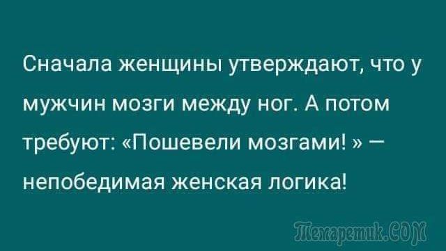 Сначала женщины утверждают что у мужчин мозги между ног А потом требуют Пошевели мозгами непобедимая женская логика