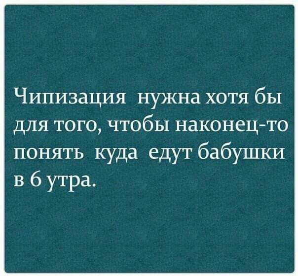 Чипизация нужна хотя бы для того чтобы наконец то понять куда едут бабушки в бутра