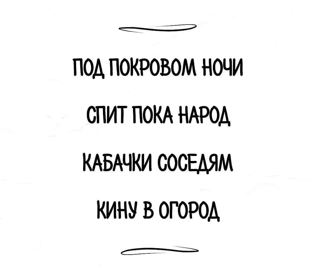 ПОД ПОКРОВОМ НОЧИ СПИТ ПОКА НАРОД КАБАЧКИ СОСЕДЯМ КИНУ В ОГОРОД